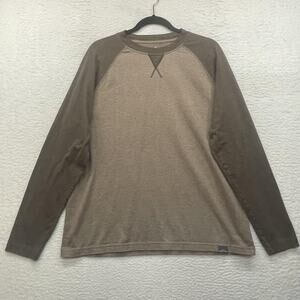 Eddie Bauer Shirt Mens Large Brown Pullover Raglan Long Sleeve Cotton Outdoor